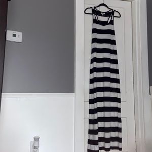 Navy and White Striped Racerback Maxi Dress Size Medium